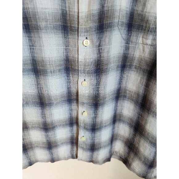 Men's Tommy Bahama Gray Plaid Linen Short Sleeve Button Down Shirt- Size Large - Picture 8 of 8